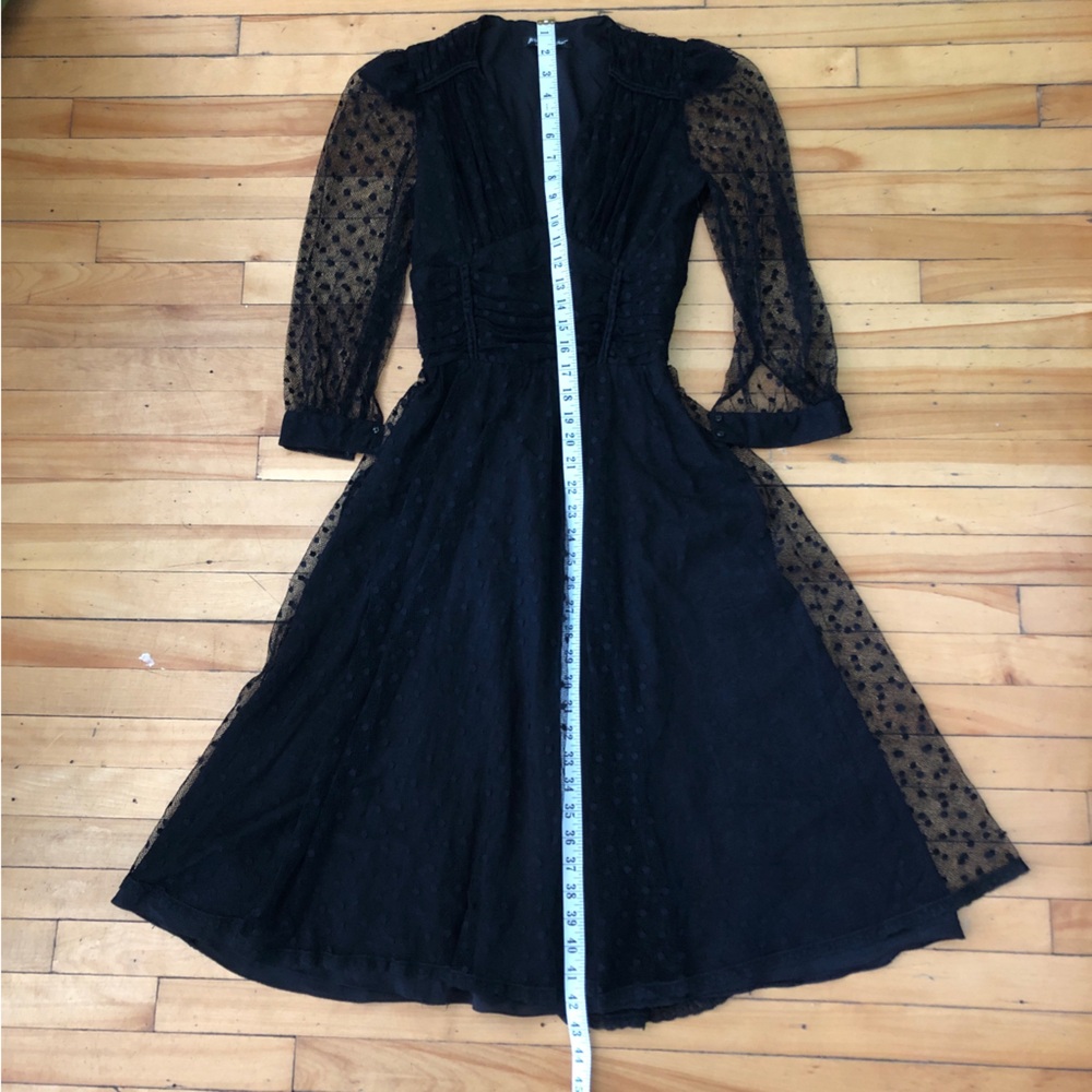 Betsey Johnson Dramatic Gothic Swiss Dot Mesh Lace Dress Wednesday Prom Sz 4 - Picture 9 of 12
